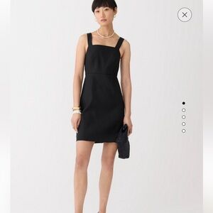 NWT J.Crew Squareneck A-line dress in stretch linen blend in Black!